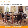 Newstar square brown marble top wood dining table